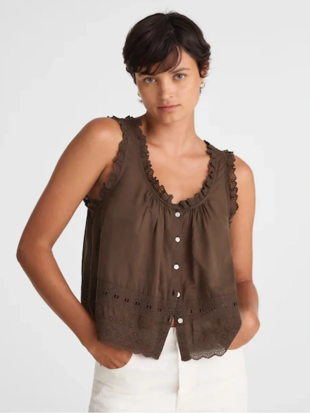 Embroidered Scalloped Tank Madewell - Picture 8 of 9